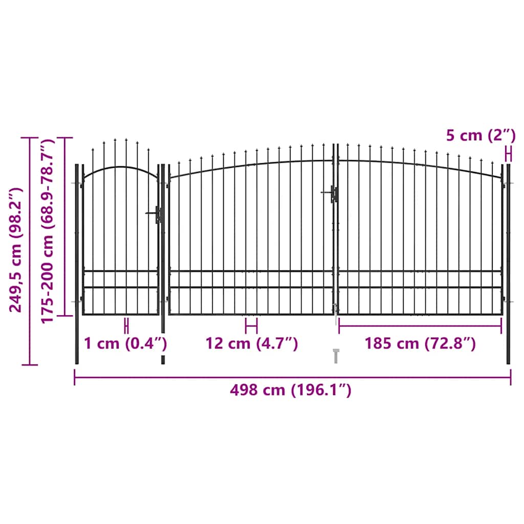 Tuinhekpoort Woerden met speerpunt 5x1,95 m zwart is nu te koop bij PeponiXL, paradijselijk wonen!