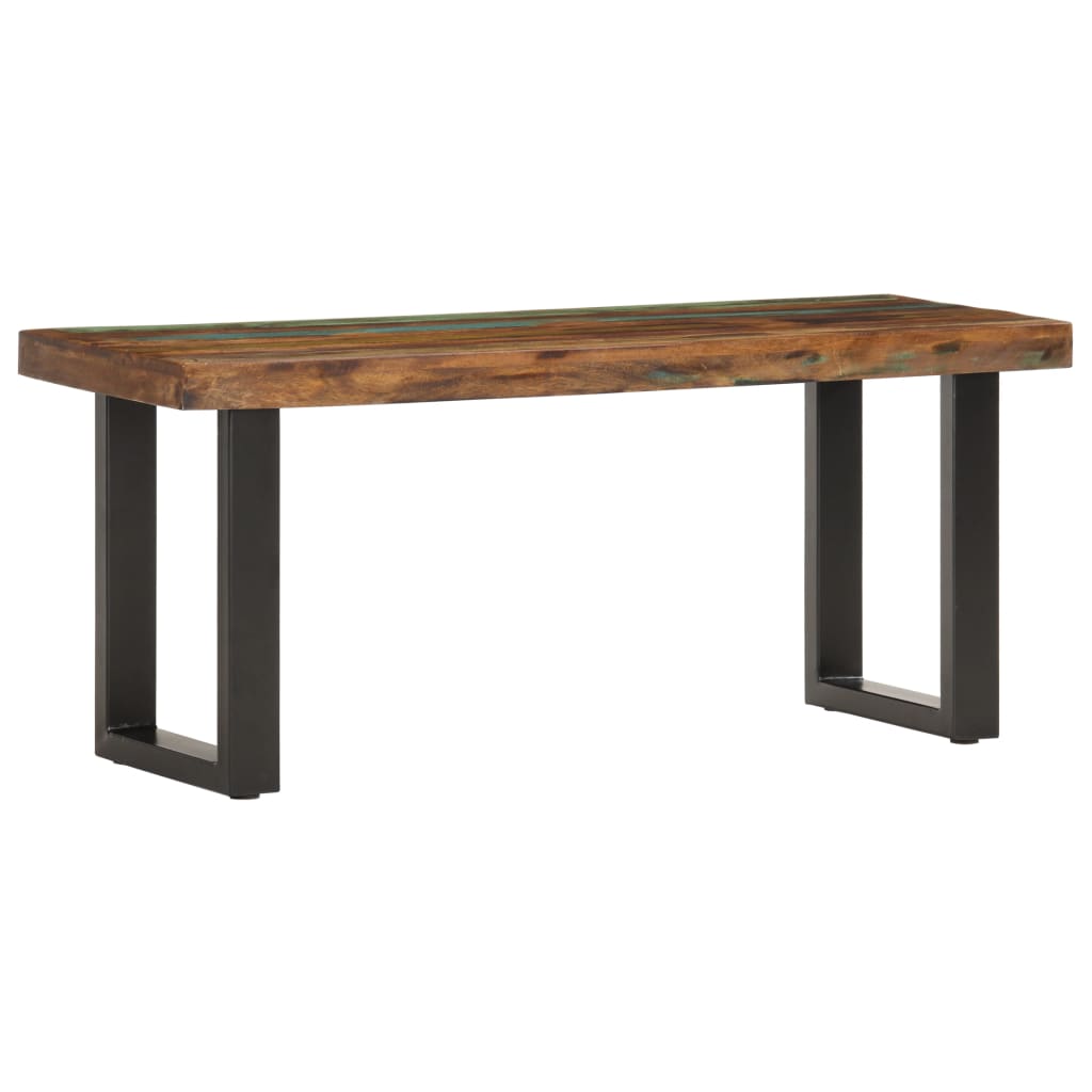 Bankje 110 cm massief gerecycled hout en staal is nu te koop bij PeponiXL, paradijselijk wonen!