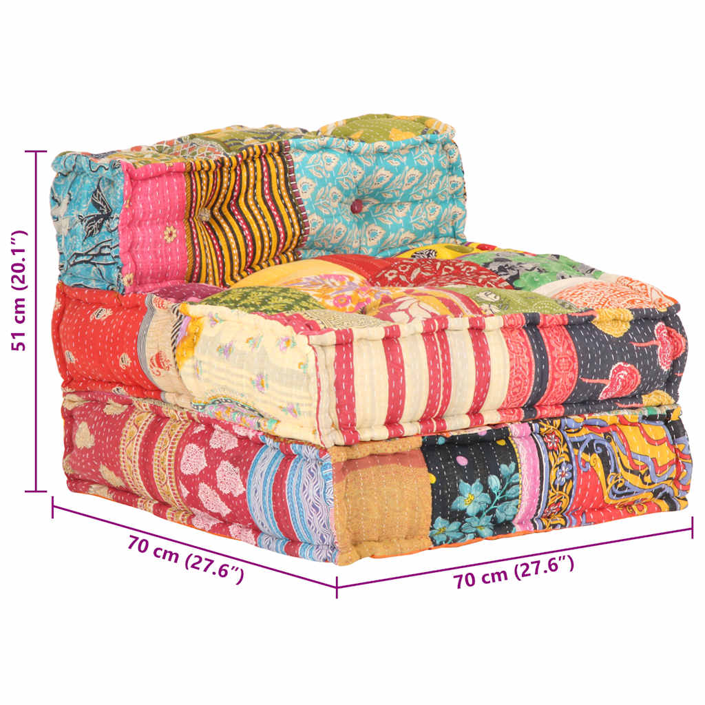 Poef modulair stof patchwork is nu te koop bij PeponiXL, paradijselijk wonen!