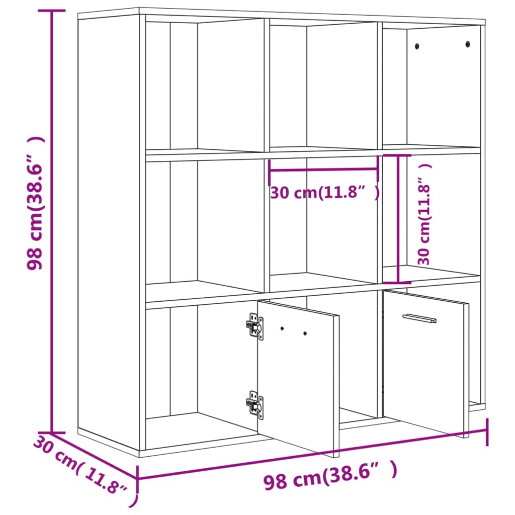 Boekenkast 98x30x98 cm bewerkt hout sonoma eikenkleurig is nu te koop bij PeponiXL, paradijselijk wonen!
