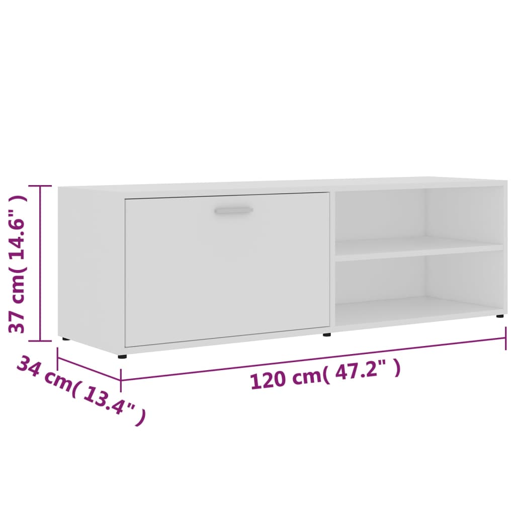 Tv-meubel 120x34x37 cm bewerkt hout wit is nu te koop bij PeponiXL, paradijselijk wonen!