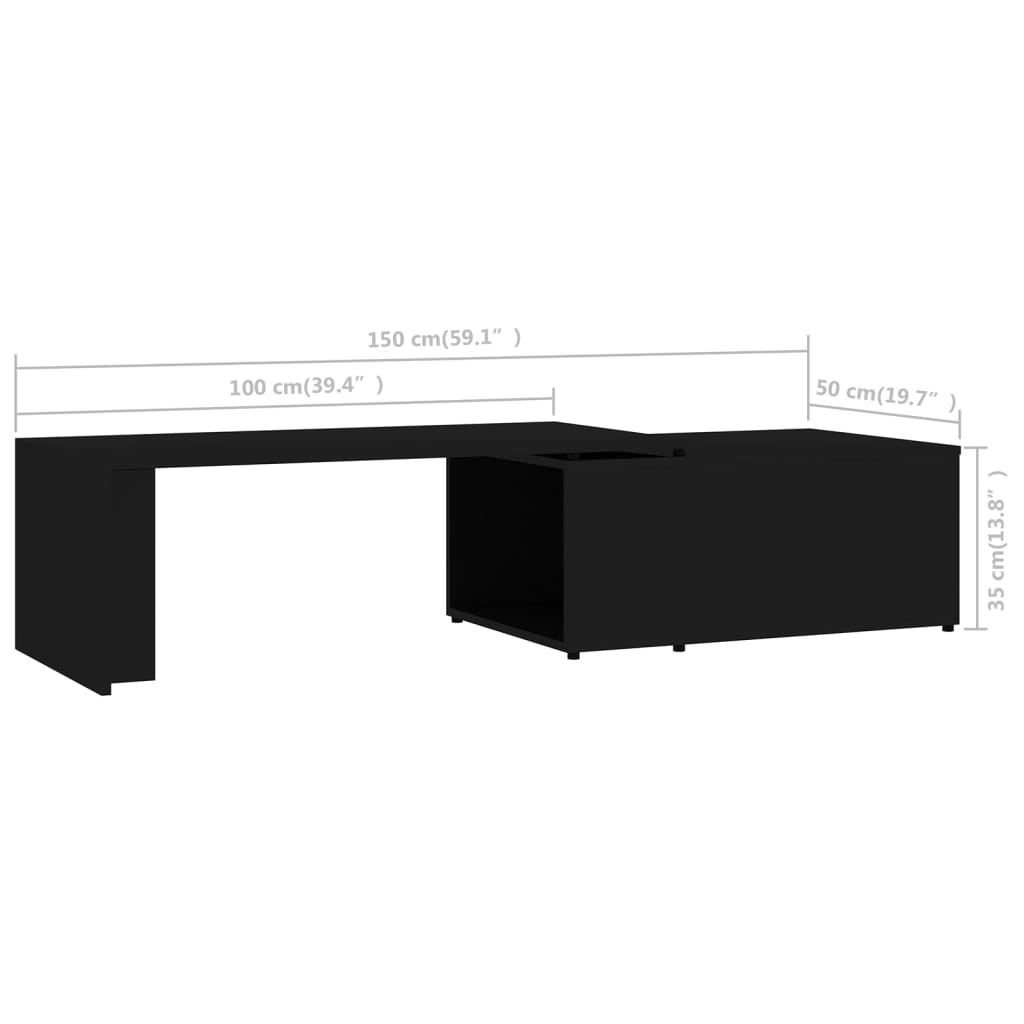 Salontafel 150x50x35 cm bewerkt hout zwart is nu te koop bij PeponiXL, paradijselijk wonen!