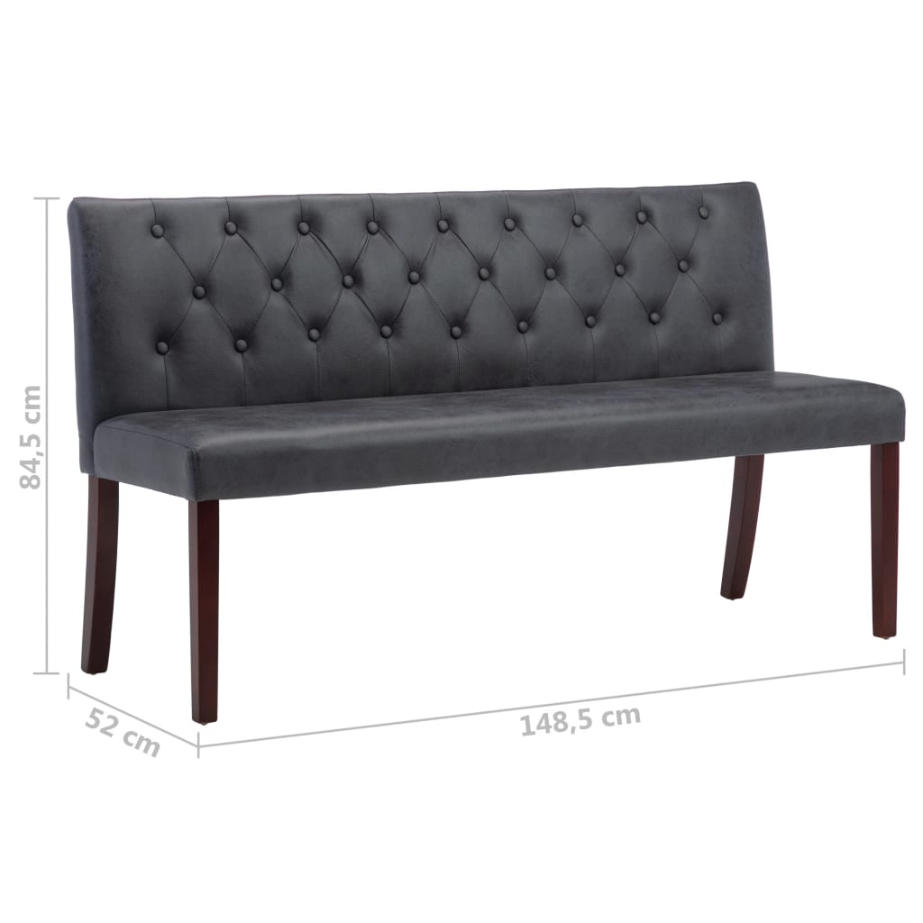 Bankje 148,5 cm kunstsuède grijs is nu te koop bij PeponiXL, paradijselijk wonen!