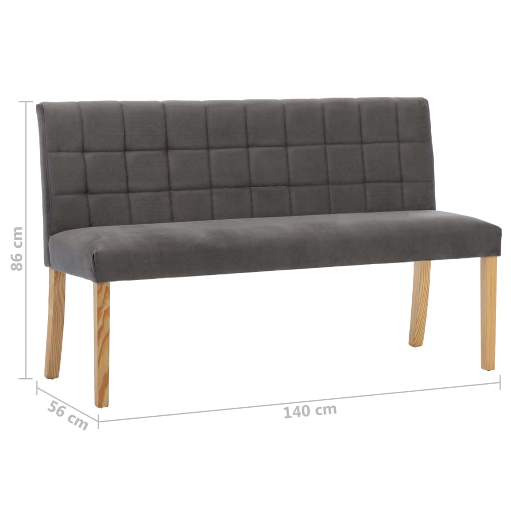 Bankje 140 cm fluweel grijs is nu te koop bij PeponiXL, paradijselijk wonen!