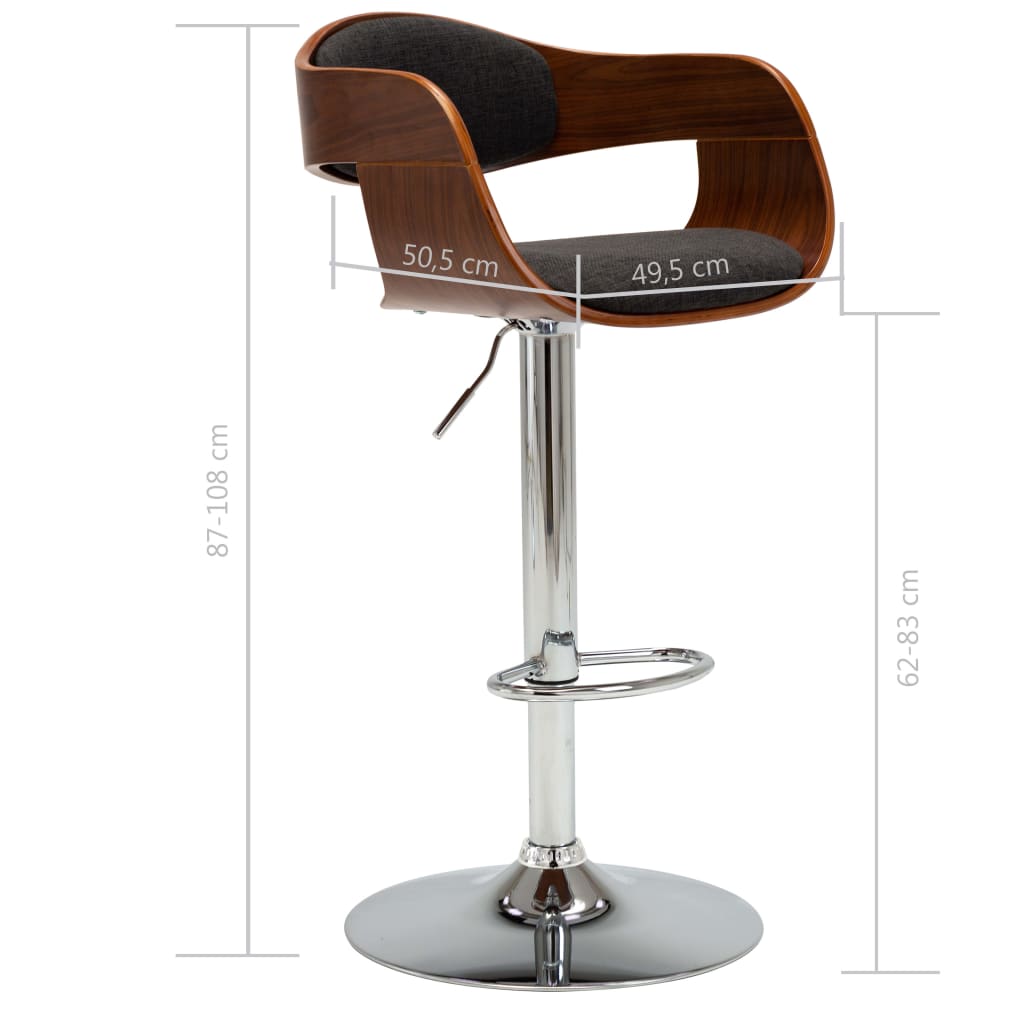Barstoelen 2 st gebogen hout en stof grijs is nu te koop bij PeponiXL, paradijselijk wonen!