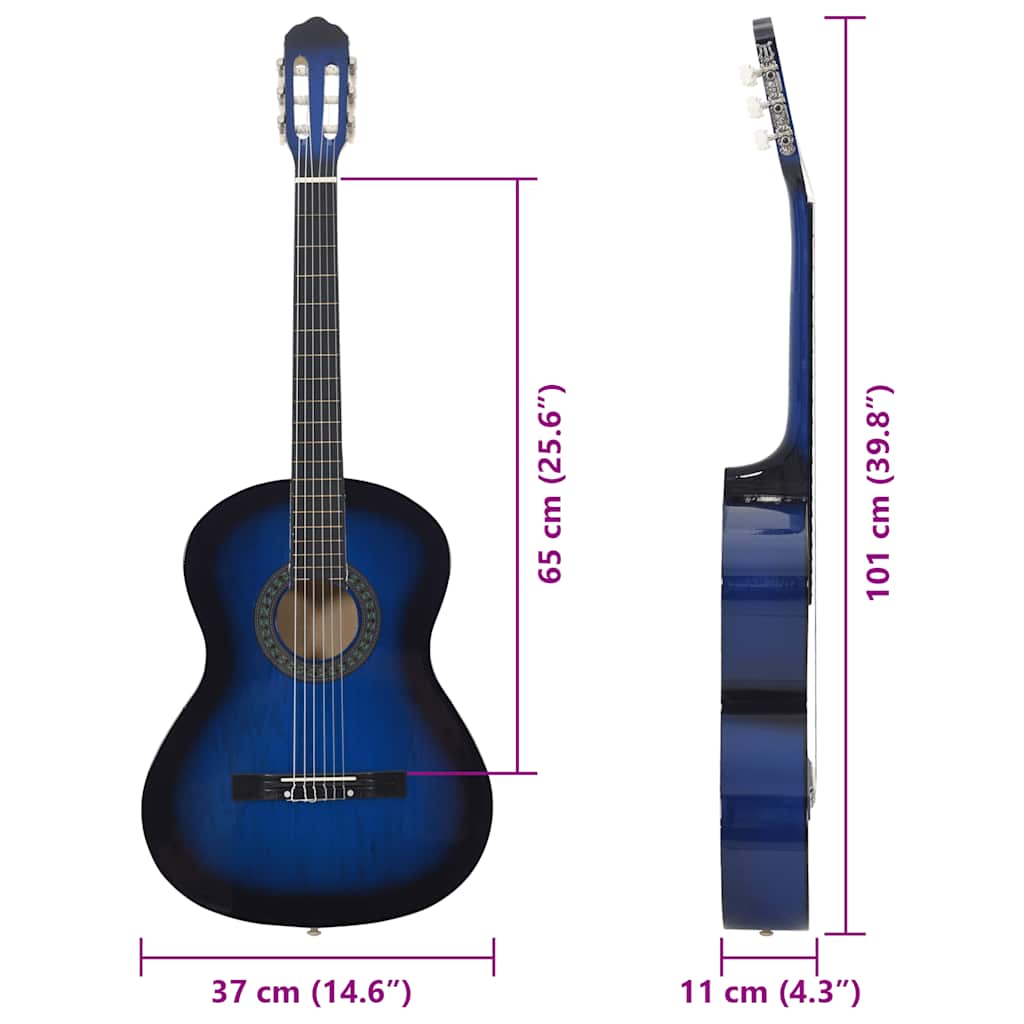 Gitaar klassiek beginner 4/4 39" lindenhout blauw is nu te koop bij PeponiXL, paradijselijk wonen!