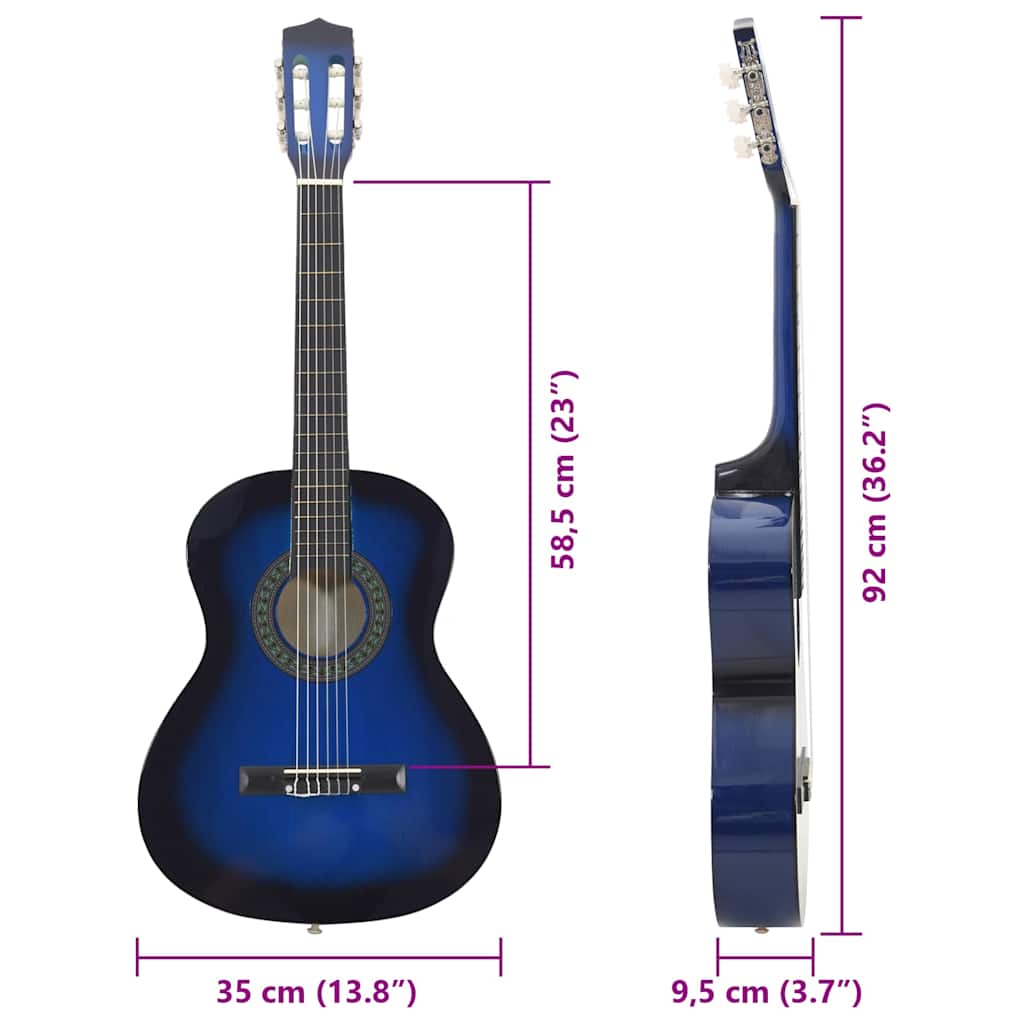 Gitaar klassiek beginner en kinderen 3/4 36" blauw is nu te koop bij PeponiXL, paradijselijk wonen!