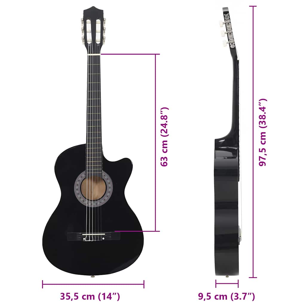 Gitaar cutaway met 6 snaren western klassiek 38" zwart is nu te koop bij PeponiXL, paradijselijk wonen!