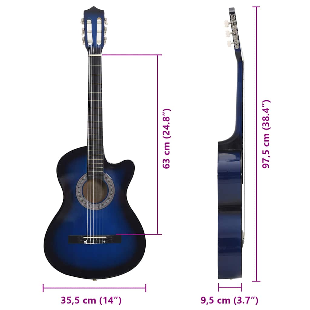 Gitaar cutaway met 6 snaren western klassiek 38" getint blauw is nu te koop bij PeponiXL, paradijselijk wonen!