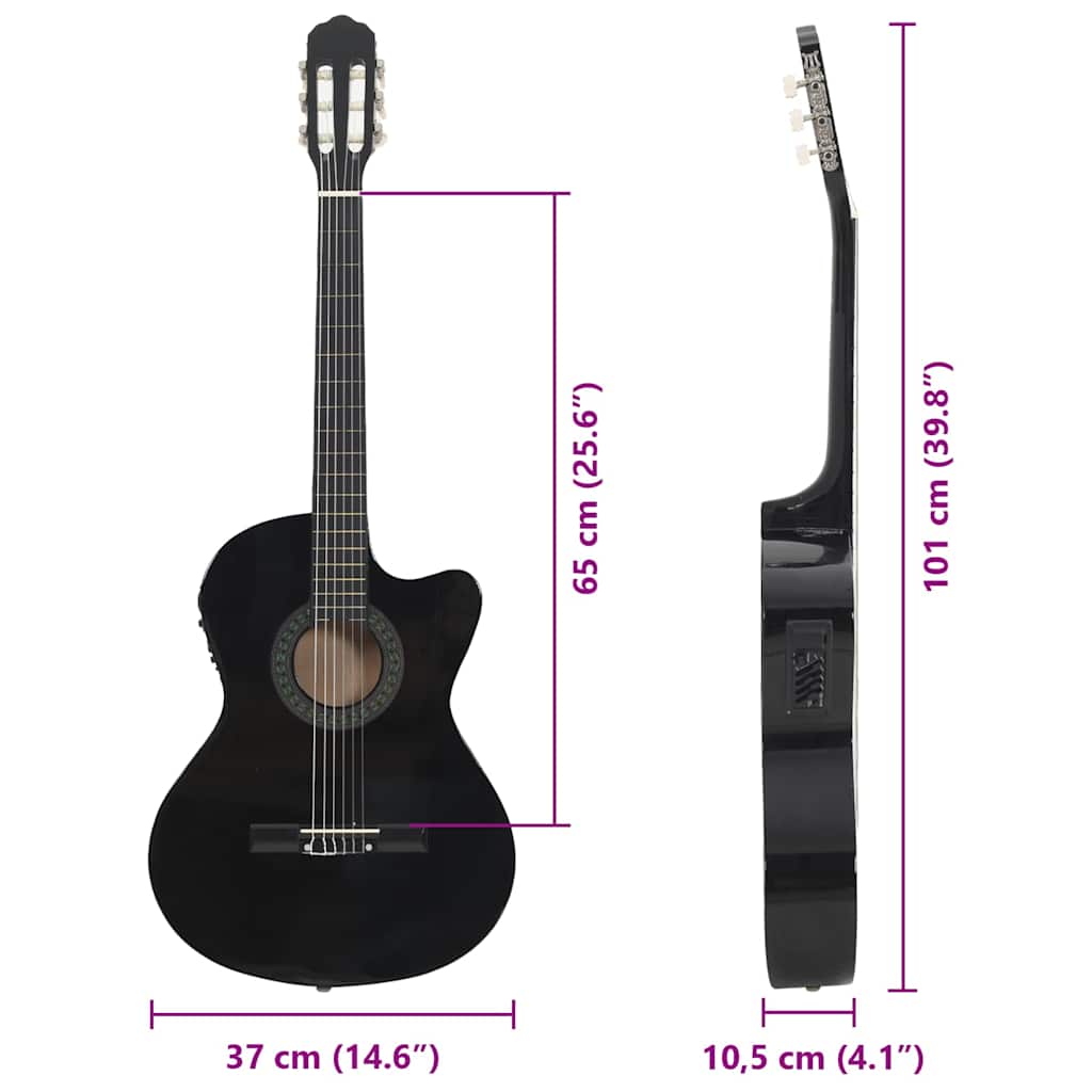 Gitaar cutaway met equalizer 6 snaren western klassiek zwart is nu te koop bij PeponiXL, paradijselijk wonen!