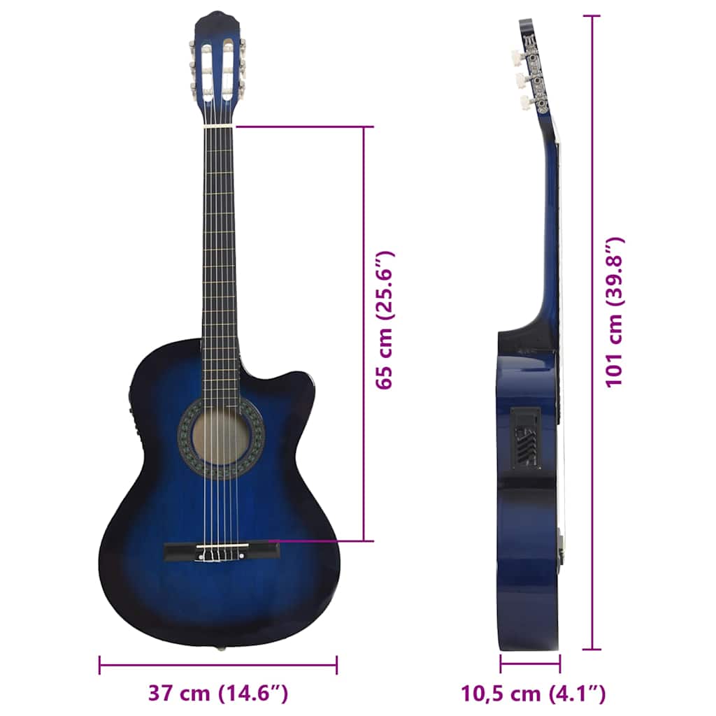 Gitaar cutaway met equalizer 6 snaren western klassiek blauw is nu te koop bij PeponiXL, paradijselijk wonen!
