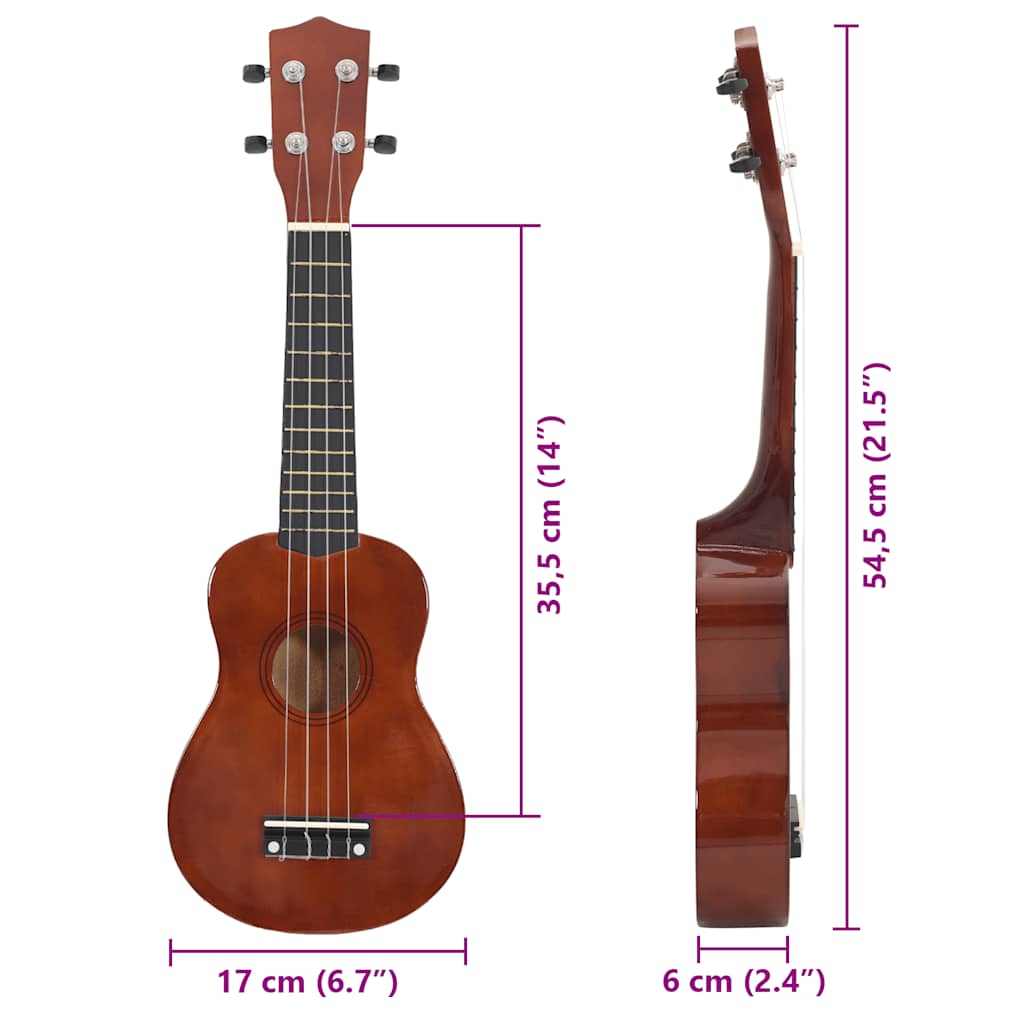 Ukuleleset met tas voor kinderen sopraan 21'' donkerhoutkleurig is nu te koop bij PeponiXL, paradijselijk wonen!