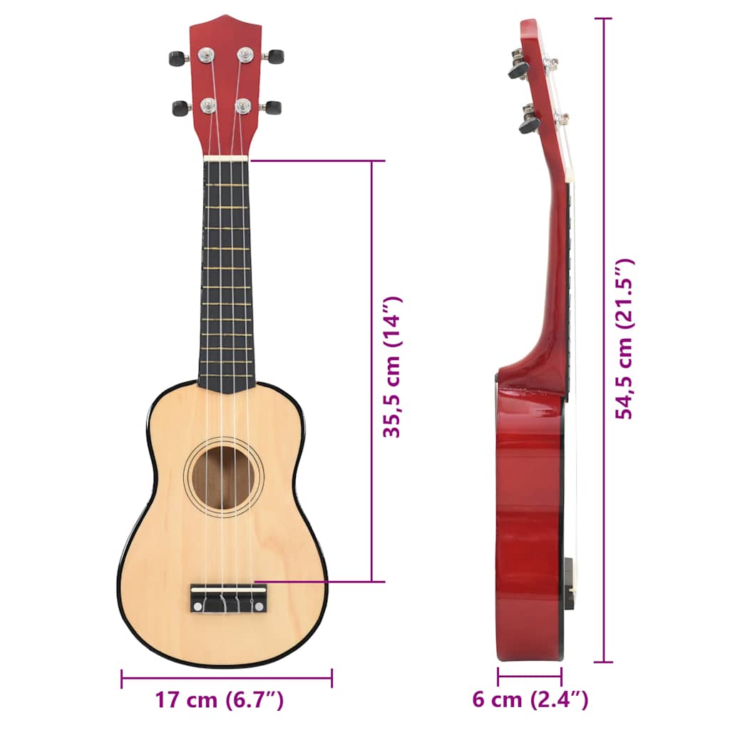 Ukuleleset met tas voor kinderen sopraan 21'' lichthoutkleurig is nu te koop bij PeponiXL, paradijselijk wonen!