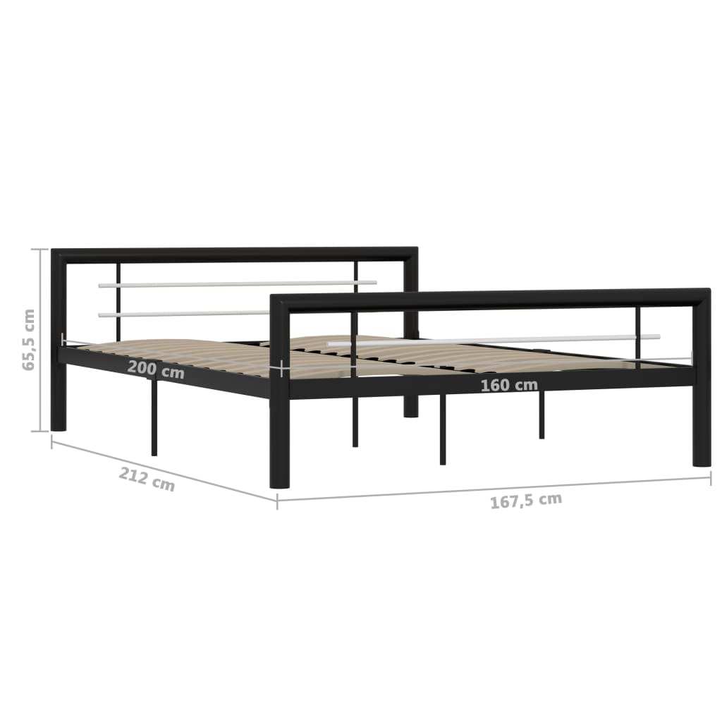 Bedframe metaal zwart en wit 160x200 cm is nu te koop bij PeponiXL, paradijselijk wonen!