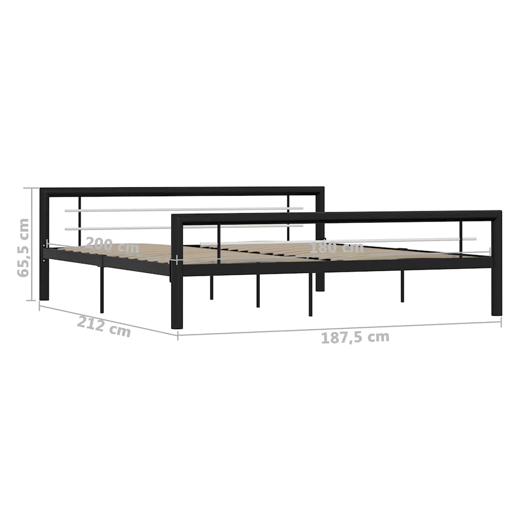 Bedframe metaal zwart en wit 180x200 cm is nu te koop bij PeponiXL, paradijselijk wonen!