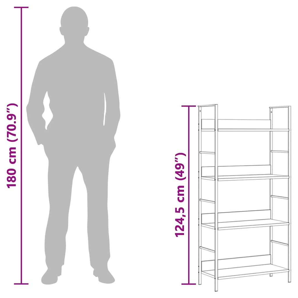 Boekenkast met 4 schappen 60x27,6x124,5 cm bewerkt hout wit is nu te koop bij PeponiXL, paradijselijk wonen!