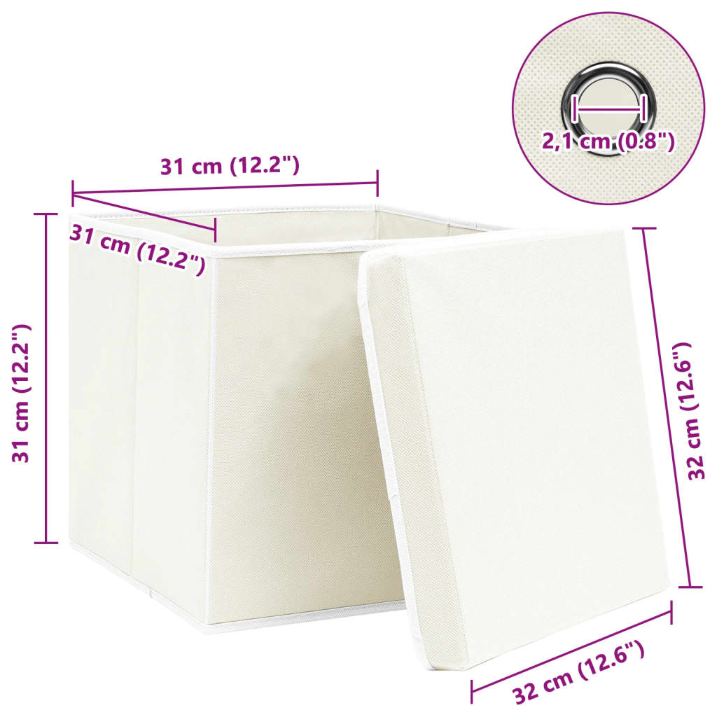 Opbergboxen met deksel 4 st 32x32x32 cm stof wit is nu te koop bij PeponiXL, paradijselijk wonen!