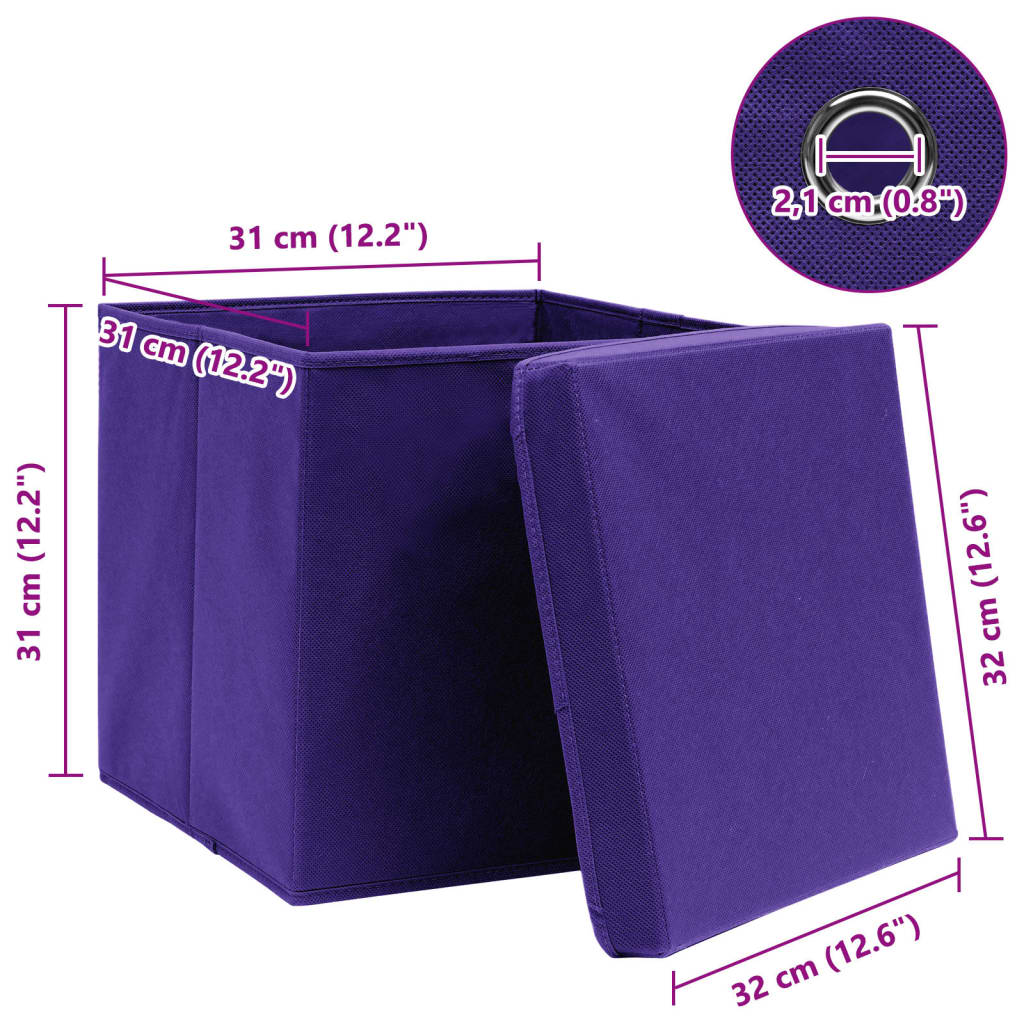 Opbergboxen met deksel 4 st 32x32x32 cm stof paars is nu te koop bij PeponiXL, paradijselijk wonen!