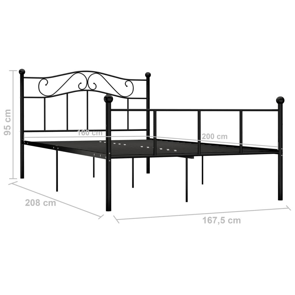 Bedframe metaal zwart 160x200 cm is nu te koop bij PeponiXL, paradijselijk wonen!