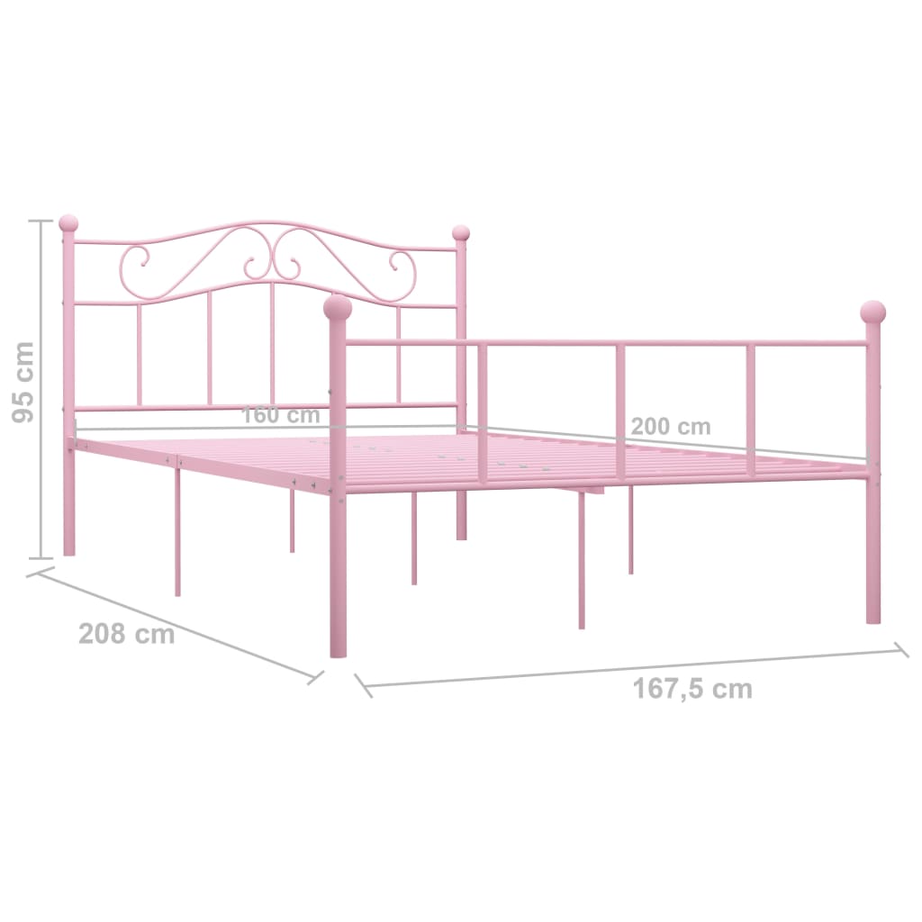 Bedframe metaal roze 160x200 cm is nu te koop bij PeponiXL, paradijselijk wonen!