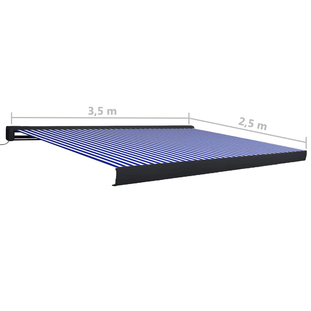 Luifel gemotoriseerd 350x250 cm blauw en wit is nu te koop bij PeponiXL, paradijselijk wonen!