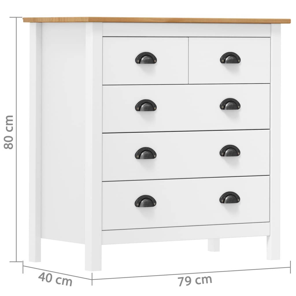 Dressoir Hill 79x40x80 cm massief grenenhout wit is nu te koop bij PeponiXL, paradijselijk wonen!