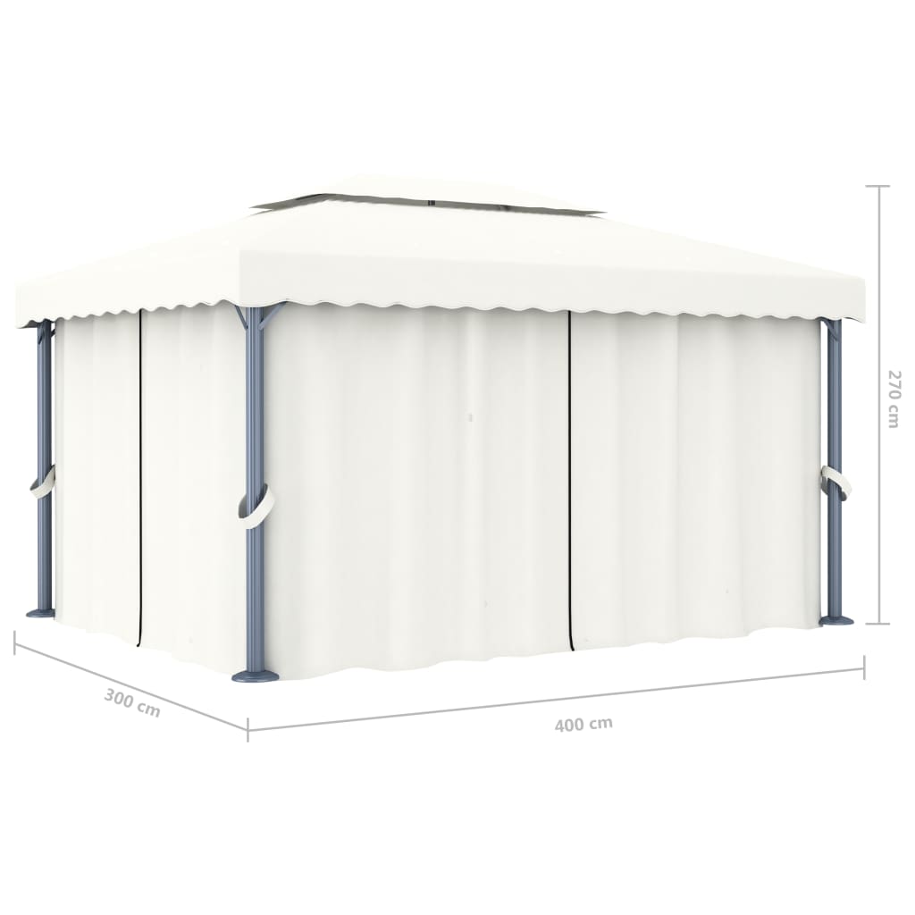 Prieel met gordijn 4x3 m aluminium crèmewit is nu te koop bij PeponiXL, paradijselijk wonen!