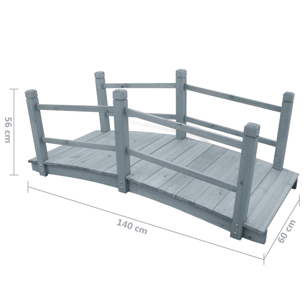 Tuinbrug 140x60x56 cm massief vurenhout grijs is nu te koop bij PeponiXL, paradijselijk wonen!