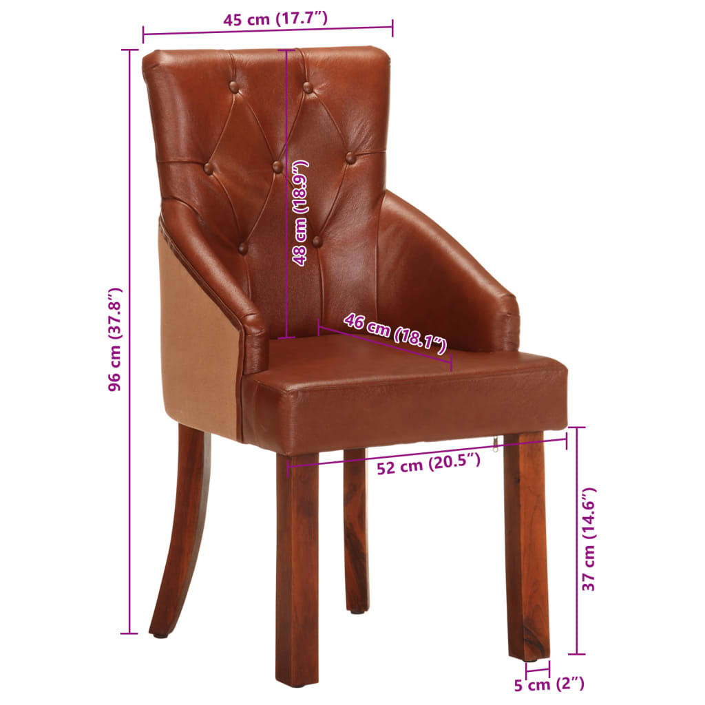 Eetkamerstoelen 2 st echt geitenleer bruin is nu te koop bij PeponiXL, paradijselijk wonen!
