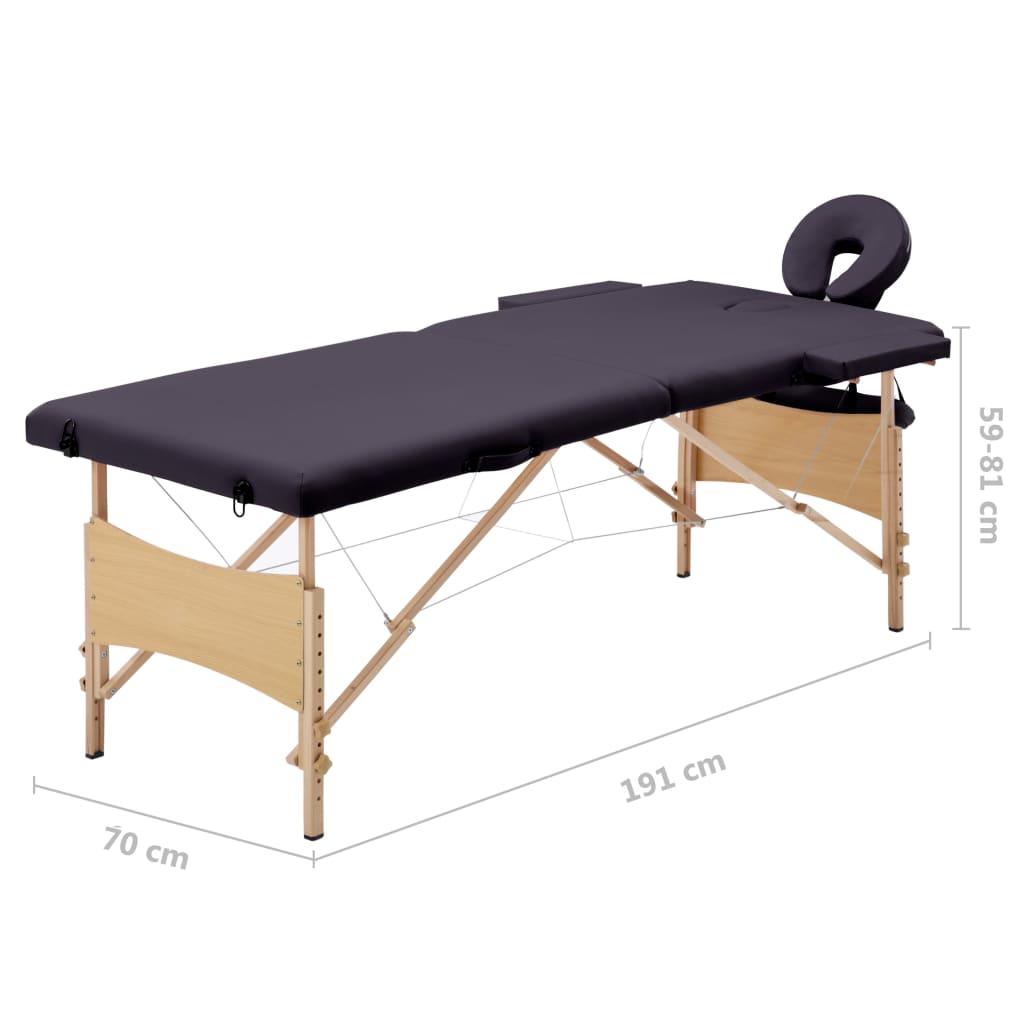 Massagetafel inklapbaar 2 zones hout paars is nu te koop bij PeponiXL, paradijselijk wonen!