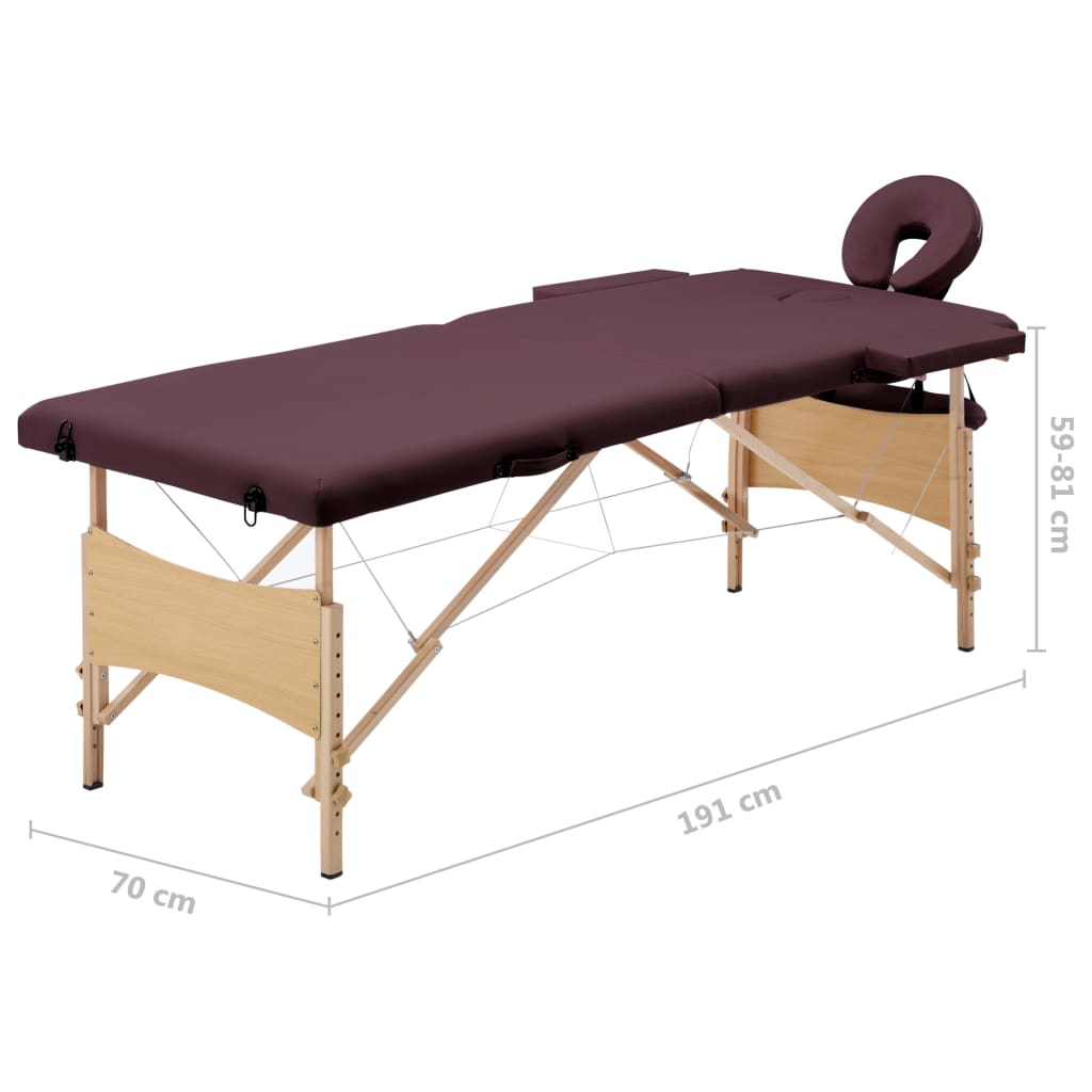 Massagetafel inklapbaar 2 zones hout wijnpaars is nu te koop bij PeponiXL, paradijselijk wonen!