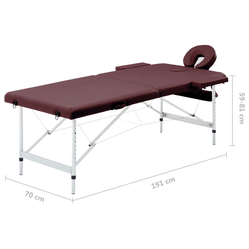 Massagetafel inklapbaar 2 zones aluminum wijnpaars is nu te koop bij PeponiXL, paradijselijk wonen!