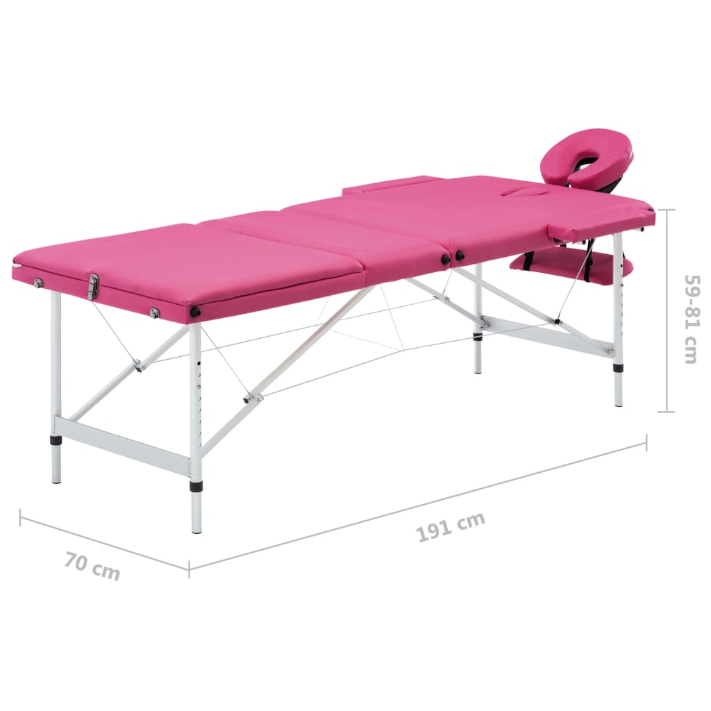 Massagetafel inklapbaar 3 zones aluminum roze is nu te koop bij PeponiXL, paradijselijk wonen!