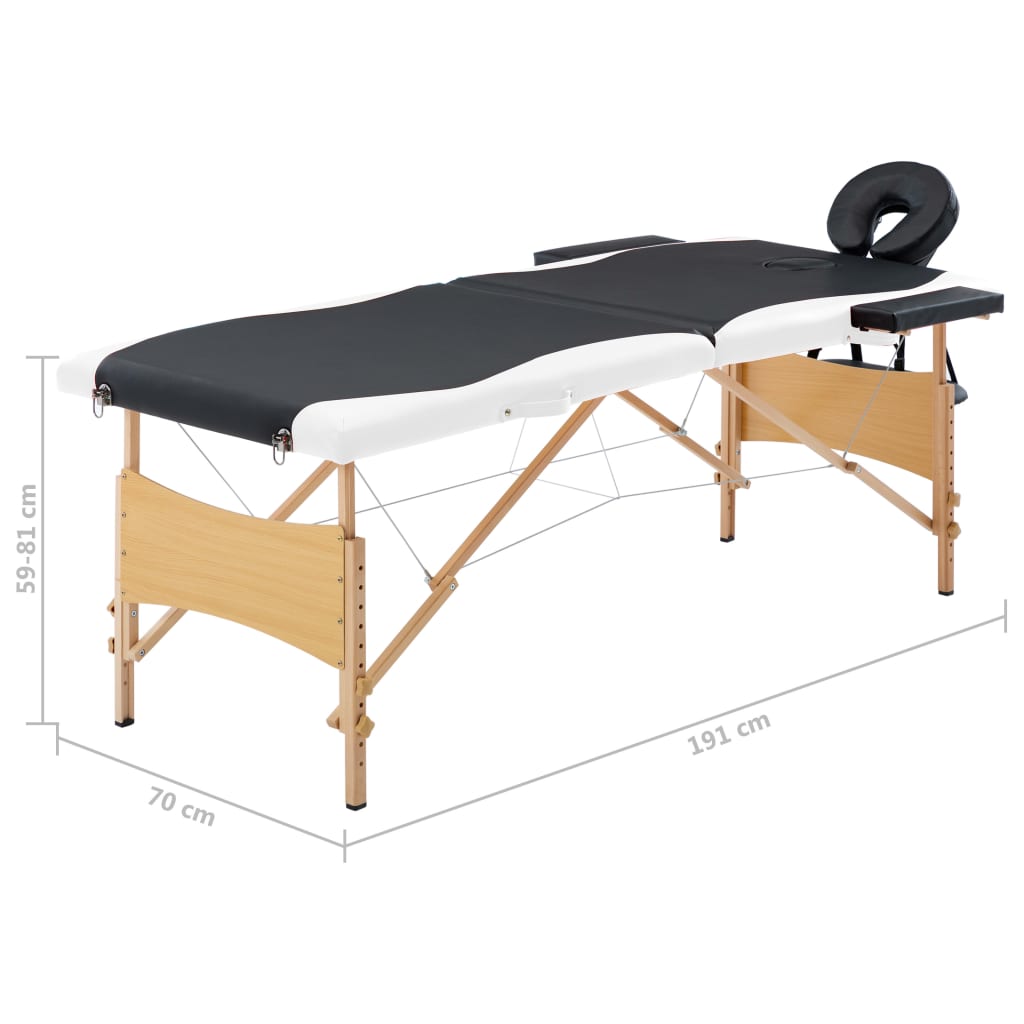 Massagetafel inklapbaar 2 zones hout zwart en wit is nu te koop bij PeponiXL, paradijselijk wonen!