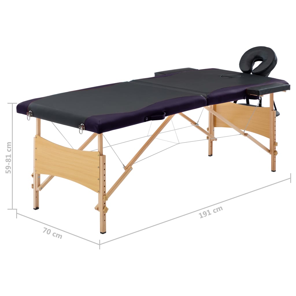 Massagetafel inklapbaar 2 zones hout zwart is nu te koop bij PeponiXL, paradijselijk wonen!