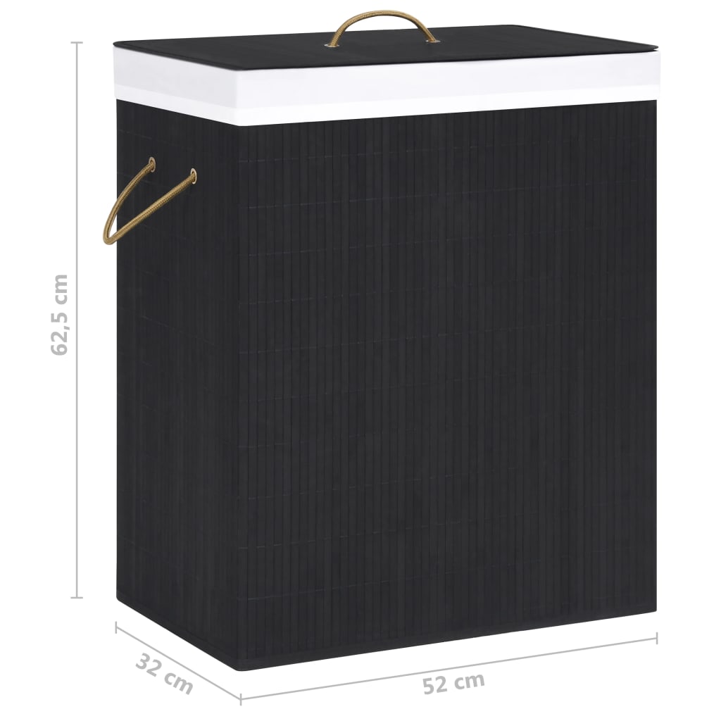 Wasmand met 2 vakken 100 L bamboe zwart is nu te koop bij PeponiXL, paradijselijk wonen!