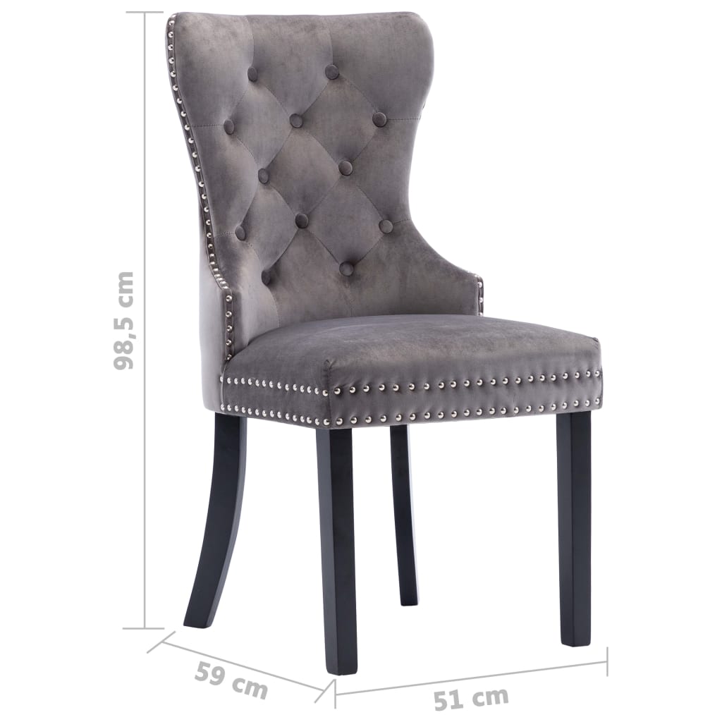 Eetkamerstoelen 2 st fluweel grijs is nu te koop bij PeponiXL, paradijselijk wonen!