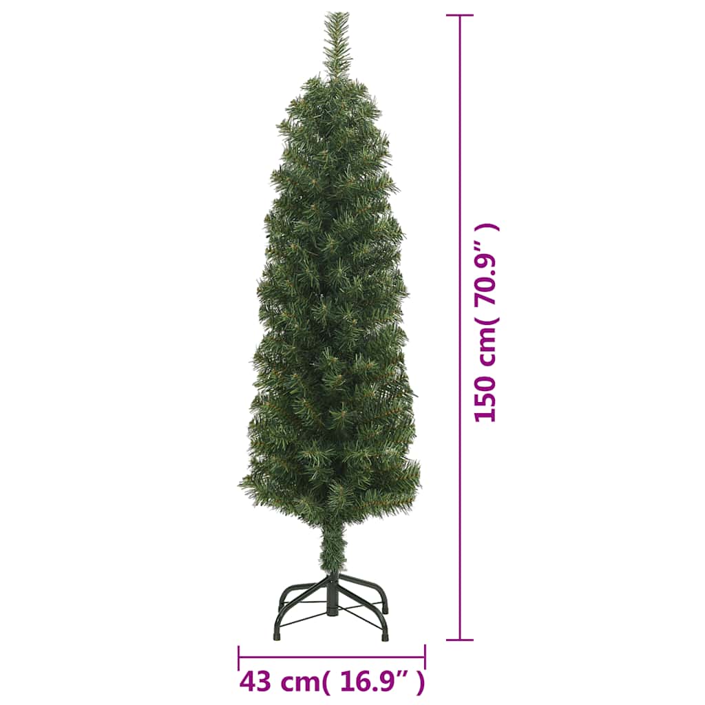 Kunstkerstboom met standaard smal 150 cm PVC groen is nu te koop bij PeponiXL, paradijselijk wonen!