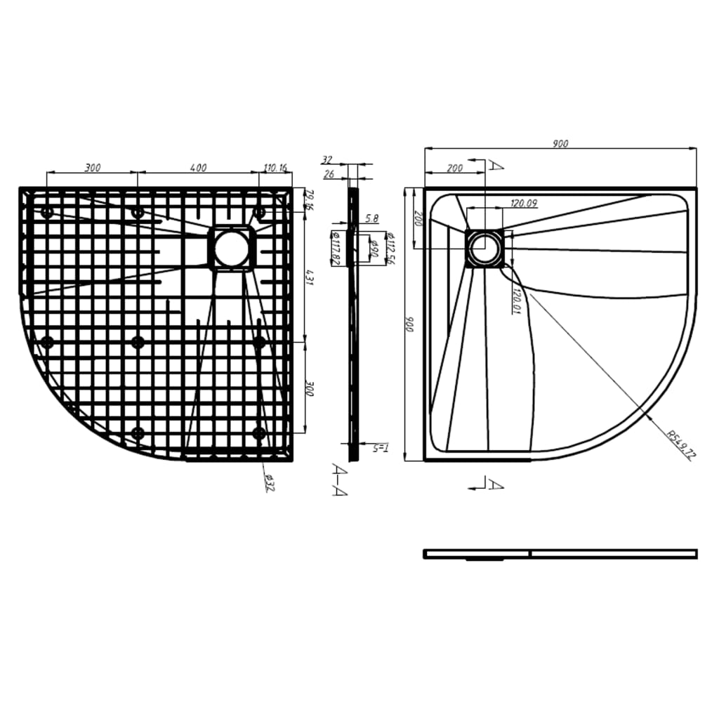 Douchebak 90x90 cm SMC wit is nu te koop bij PeponiXL, paradijselijk wonen!