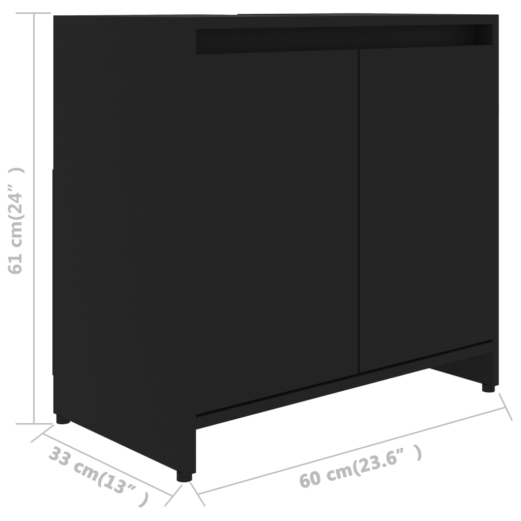 Badkamerkast 60x33x61 cm bewerkt hout zwart is nu te koop bij PeponiXL, paradijselijk wonen!