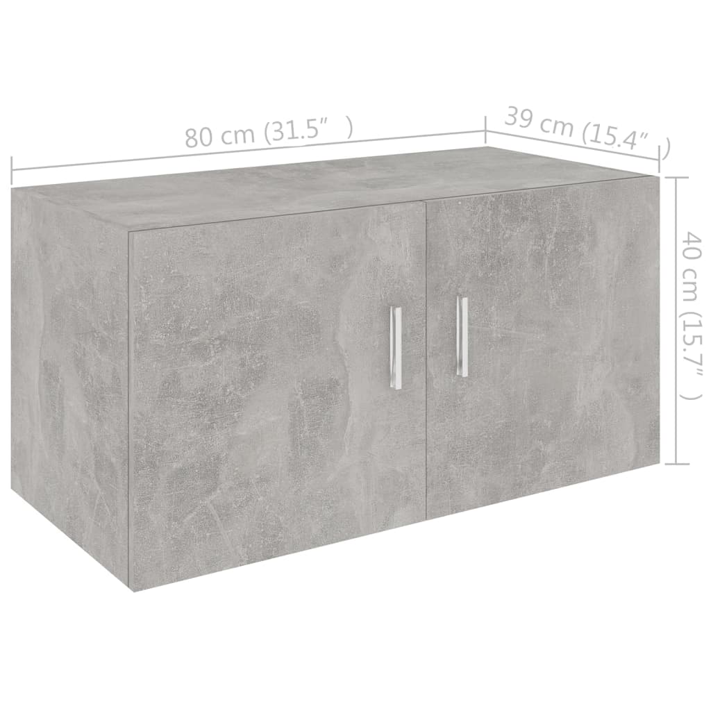 Hangkast 80x39x40 cm bewerkt hout betongrijs is nu te koop bij PeponiXL, paradijselijk wonen!
