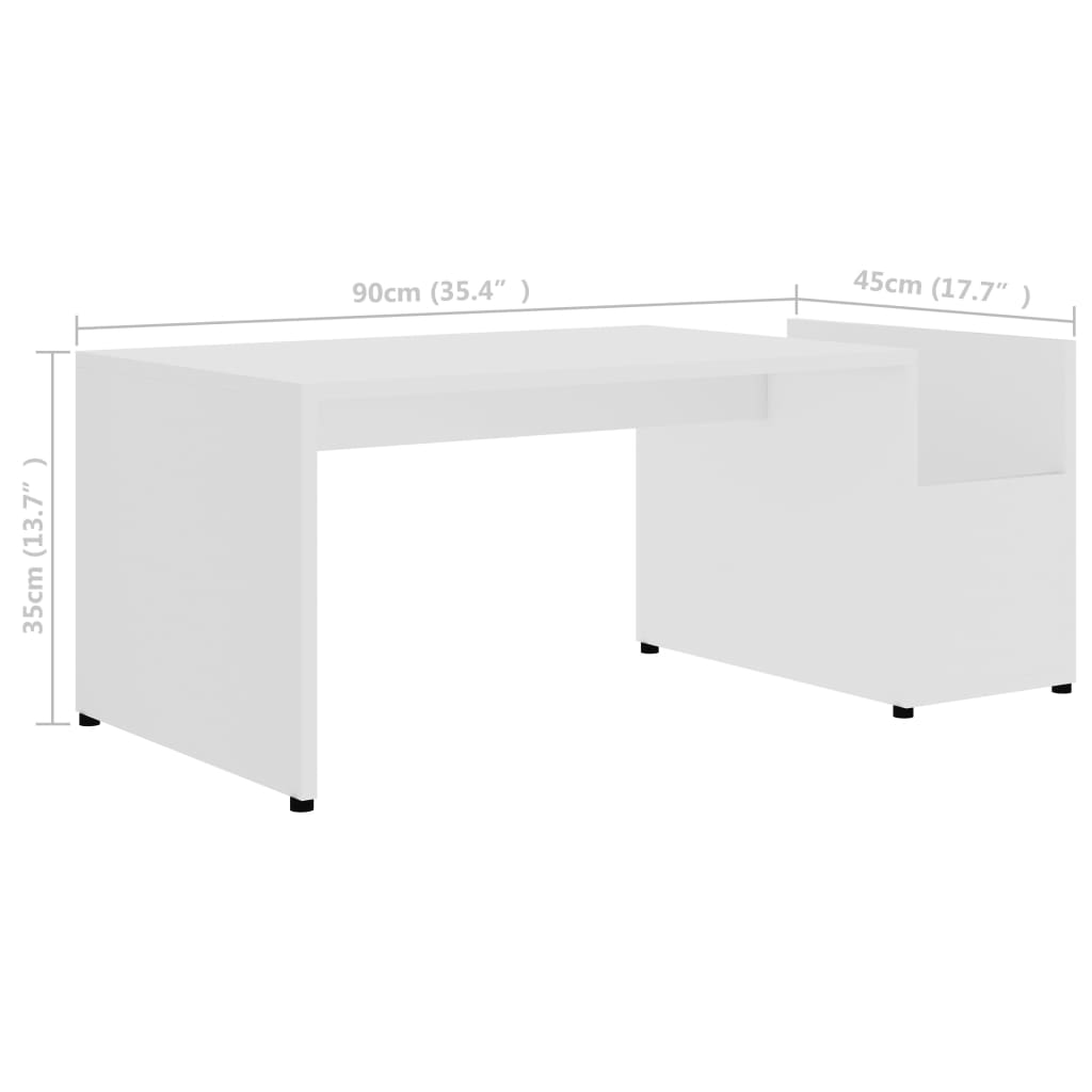 Salontafel 90x45x35 cm bewerkt hout wit is nu te koop bij PeponiXL, paradijselijk wonen!