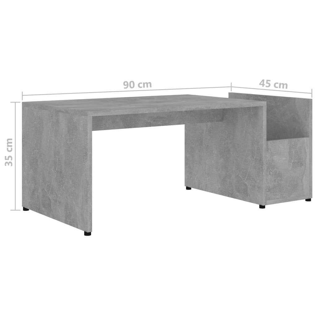 Salontafel 90x45x35 cm bewerkt hout betongrijs is nu te koop bij PeponiXL, paradijselijk wonen!