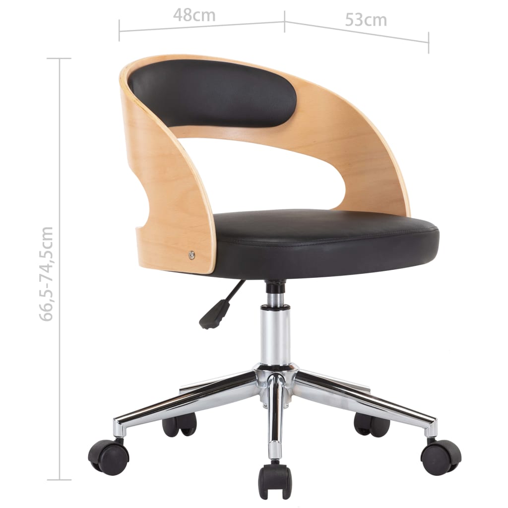 Kantoorstoel draaibaar gebogen hout en kunstleer zwart is nu te koop bij PeponiXL, paradijselijk wonen!