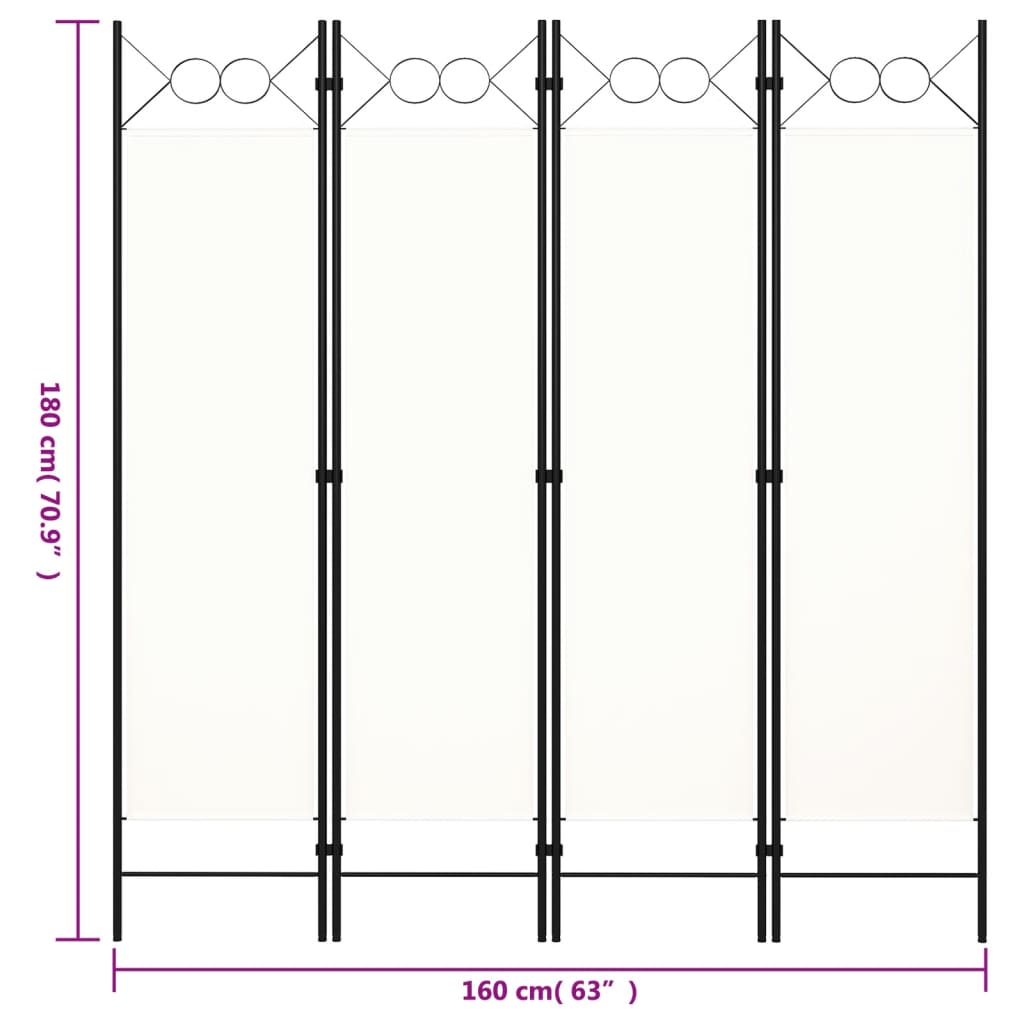 Kamerscherm met 4 panelen 160x180 cm wit is nu te koop bij PeponiXL, paradijselijk wonen!