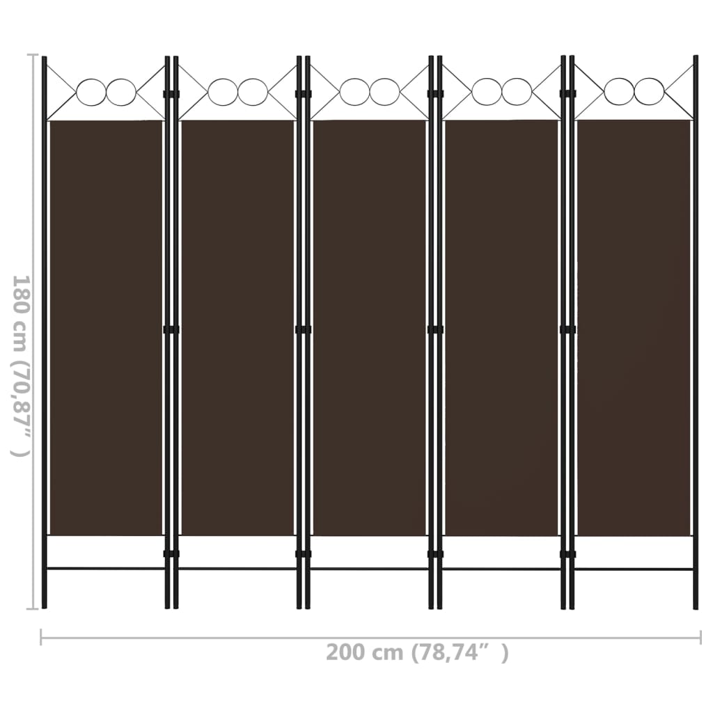 Kamerscherm met 5 panelen 200x180 cm bruin is nu te koop bij PeponiXL, paradijselijk wonen!