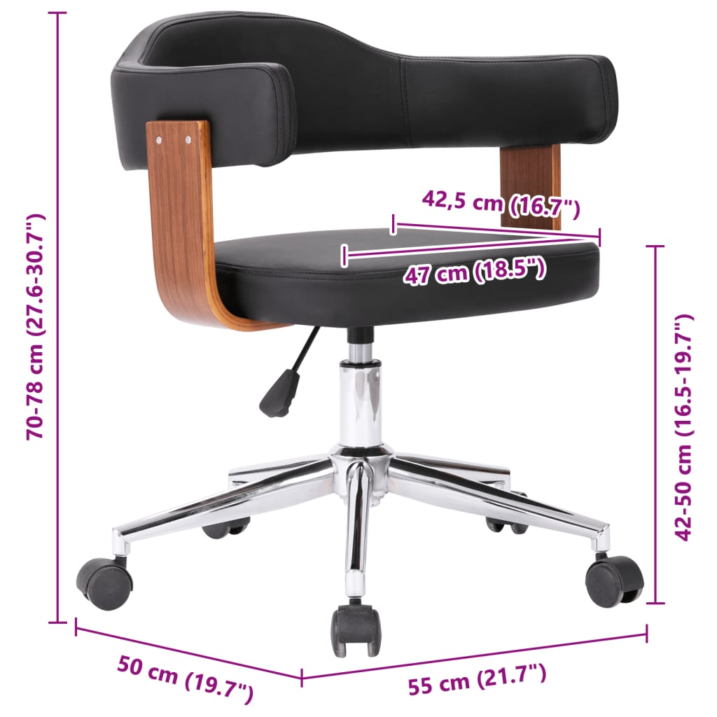 Eetkamerstoelen draaibaar 2 st gebogen hout en kunstleer zwart is nu te koop bij PeponiXL, paradijselijk wonen!