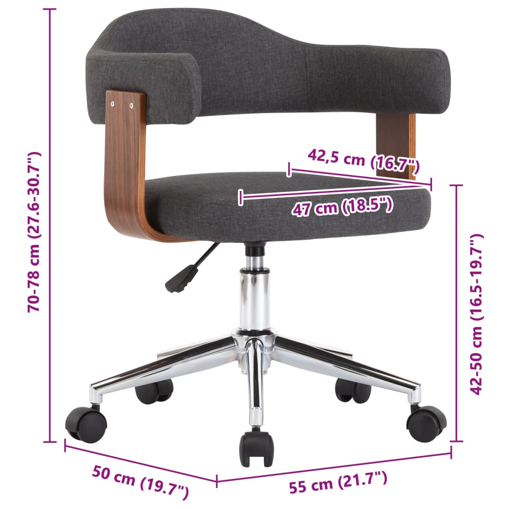 Eetkamerstoelen 4 st draaibaar gebogen hout en stof grijs is nu te koop bij PeponiXL, paradijselijk wonen!