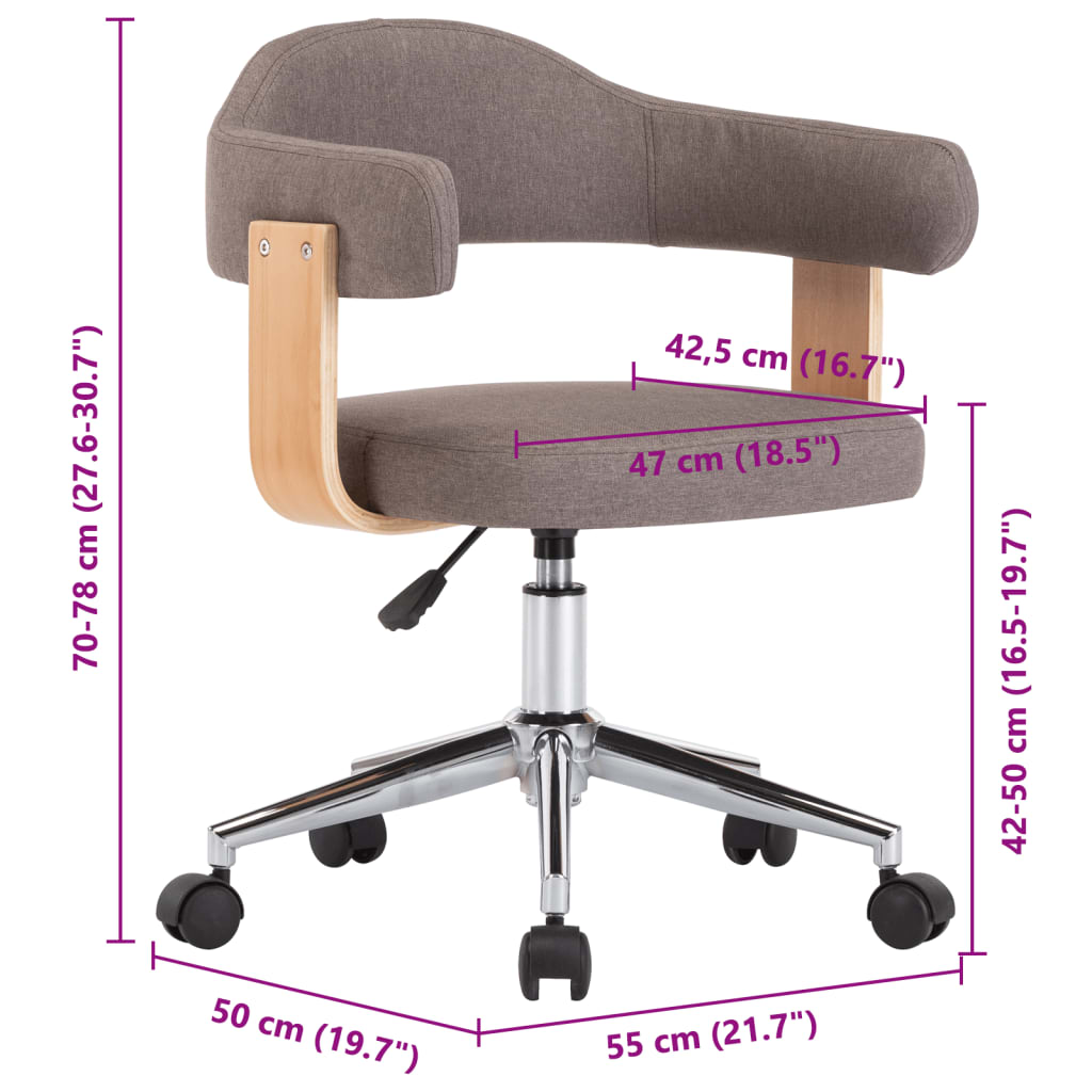 Eetkamerstoelen 4 st draaibaar gebogen hout en stof taupe is nu te koop bij PeponiXL, paradijselijk wonen!