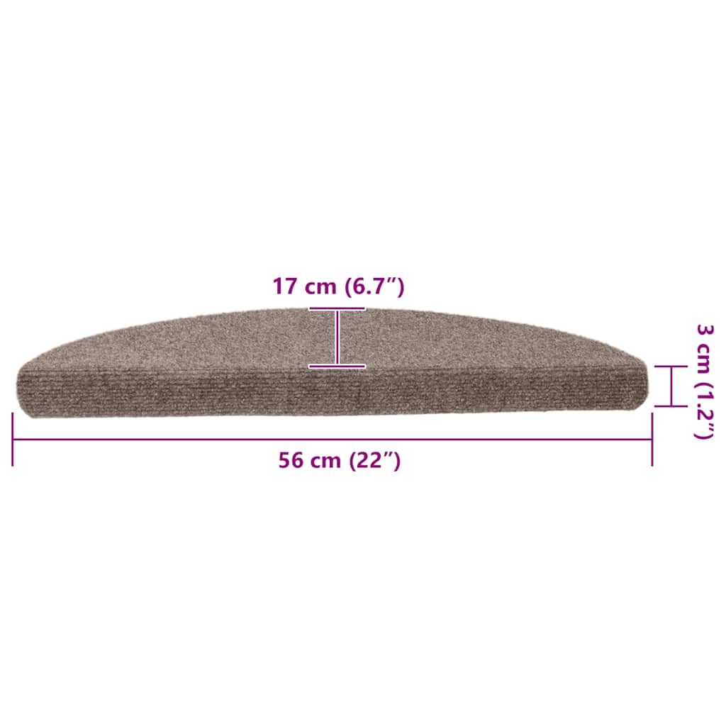Trapmatten zelfklevend 15 stuks 56x17x3 cm beige halfrond